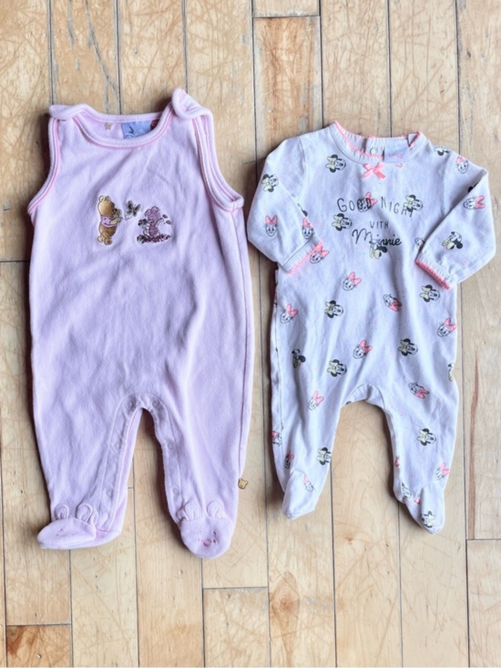 Disney Baby Winnie the Pooh & Minnie Mouse Footed Sleeper Bundle 3 Months